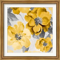 Framed 'Yellow and Gray Floral Delicate I' border=