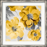 Framed 'Yellow and Gray Floral Delicate I' border=