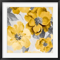 Framed Yellow and Gray Floral Delicate I