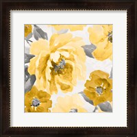 Framed 'Yellow and Gray Floral Delicate II' border=