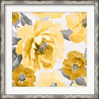 Framed 'Yellow and Gray Floral Delicate II' border=