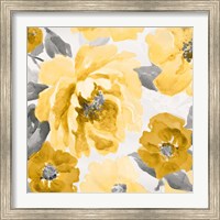 Framed 'Yellow and Gray Floral Delicate II' border=