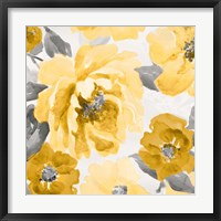 Yellow and Gray Floral Delicate II Framed Print