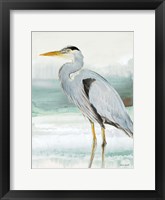 Framed Heron on Seaglass  I