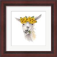 Framed 'Floral Llama I' border=