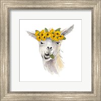 Framed 'Floral Llama I' border=
