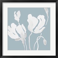 Framed 'White Tonal Magnolias I' border=