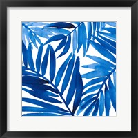 Framed 'Blue Palm Design I' border=