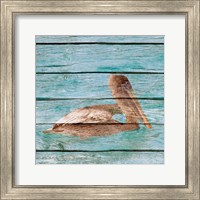 Framed 'Wood Pelican II' border=