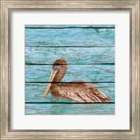 Framed 'Wood Pelican I' border=