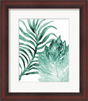 Framed 'Teal Fern and Leaf I' border=