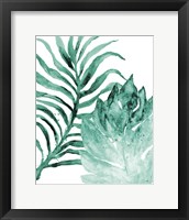 Framed Teal Fern and Leaf I