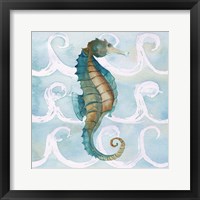 Framed 'Sea Creatures on Waves II' border=