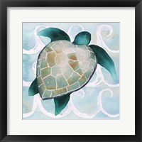 Sea Creatures on Waves III Framed Print