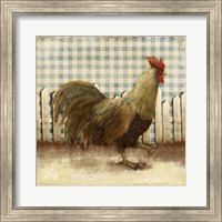 Framed 'Rooster on Damask I' border=