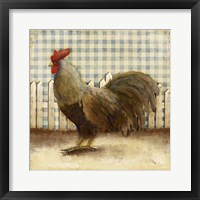 Rooster on Damask II Framed Print