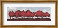 Framed Tree Row Sunset In Red