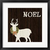 Framed 'Wooden Deer with Wreath I' border=