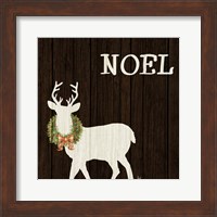 Framed 'Wooden Deer with Wreath I' border=