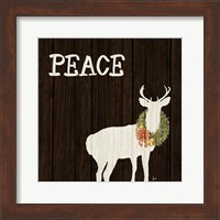 Framed 'Wooden Deer with Wreath II' border=