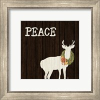 Framed 'Wooden Deer with Wreath II' border=