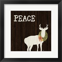 Wooden Deer with Wreath II Framed Print