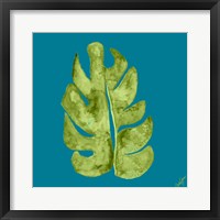 Leaf On Teal II Framed Print