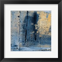 Gold on Blue Square I Framed Print