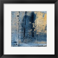 Framed 'Gold on Blue Square I' border=