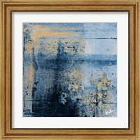 Framed 'Gold on Blue Square II' border=