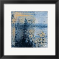 Framed 'Gold on Blue Square II' border=