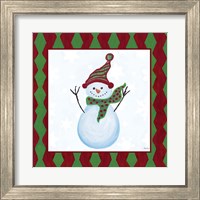 Framed 'Snowman Zig Zag Square I' border=