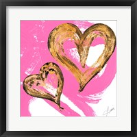 Framed Pink & Gold Heart Strokes II