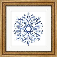 Framed 'Indigo Hanukkah IV' border=