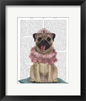 Framed Pug Princess On Cushion