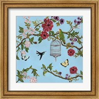 Framed 'Bird Song Chinoiserie I' border=