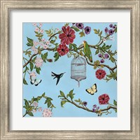 Framed 'Bird Song Chinoiserie I' border=