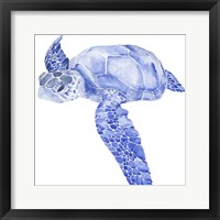 Framed 'Ultramarine Sea Turtle I' border=