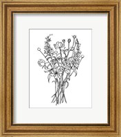 Framed 'Black & White Bouquet III' border=