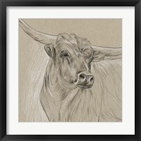 Framed 'Longhorn Sketch I' border=