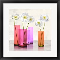 Framed Poppies in crystal vases (Purple I)