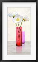 Framed Poppies in crystal vases (Purple II)