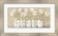 Framed White Tulips in Mason Jars
