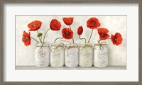 Framed Red Poppies in Mason Jars