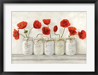 Framed Red Poppies in Mason Jars