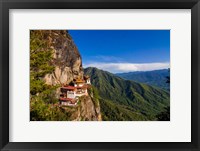 Framed Tiger's Nest, Goempa Monastery Hanging In The Cliffs, Bhutan