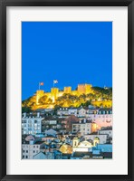 Framed Portugal, Lisbon, Sao Jorge Castle At Dusk