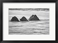 Framed California, Garrapata Beach, Floating Rocks (BW)