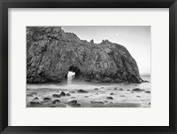 Framed California, Pfeiffer Beach, Rocky Cliff (BW)