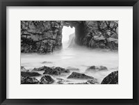 Framed California, Pfeiffer Beach, Foggy Coast (BW)